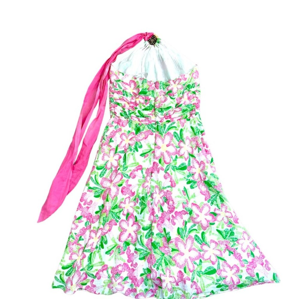 Lilly Pulitzer Laurel Floral Tie Neck Halter Dress Size 4 - Picture 3 of 4
